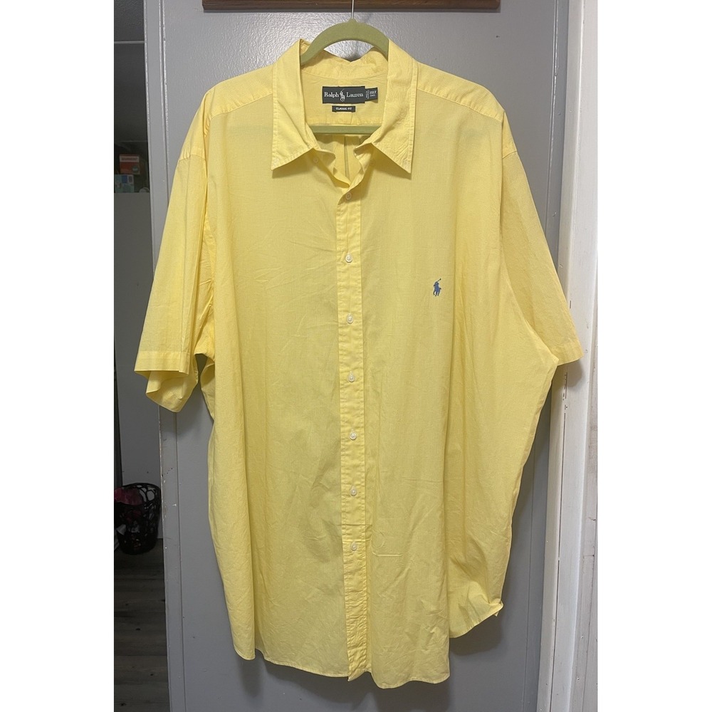 Ralph Lauren Short Sleeve Mens Dress Shirt Yellow Size 3XLT  Classic Fit
